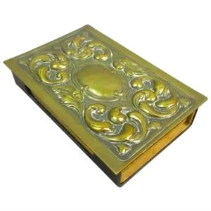 Brass Repoussé Classical Style Match Box Cover Antique Victorian c1890.